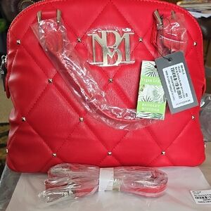 Bagley Mischka Red Studded Dome Bag With Crossbody Strap NWT